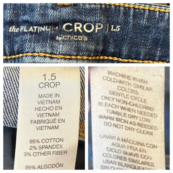 Chico’s Jeans The Platinum Crop High Rise Dark Wash Size 1.5 Women’s Size 10 - Picture 6 of 7